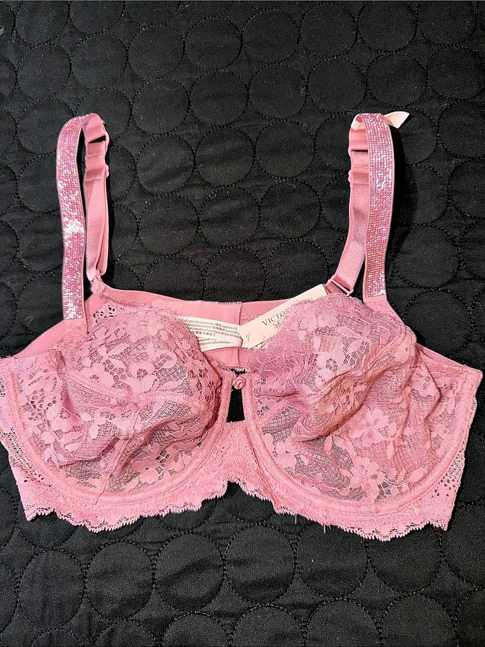 Victoria's Secret Shine Strappy Unlined Lace Low-Cut Demi Bra Demi Bra 36DD Pink